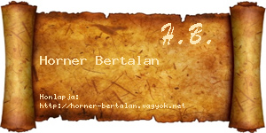Horner Bertalan névjegykártya